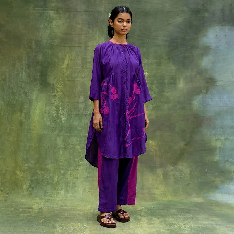 Upcycled Co-Ord Set | Embroidered | Tunic & Pant | Purple