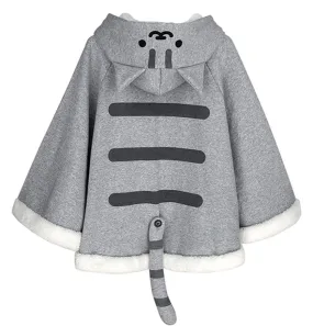 Velvet Hoodie Cloak Gray