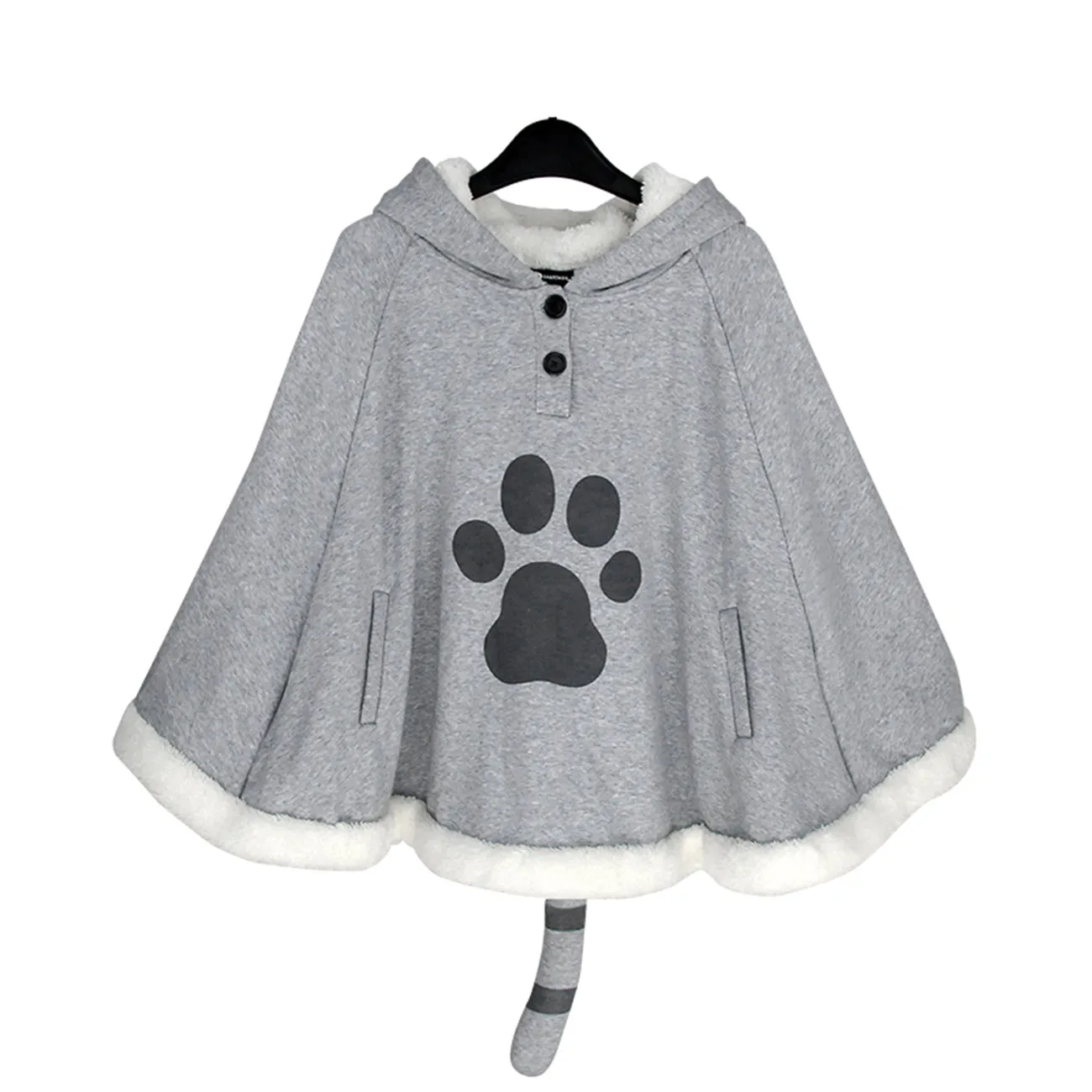 Velvet Hoodie Cloak Gray