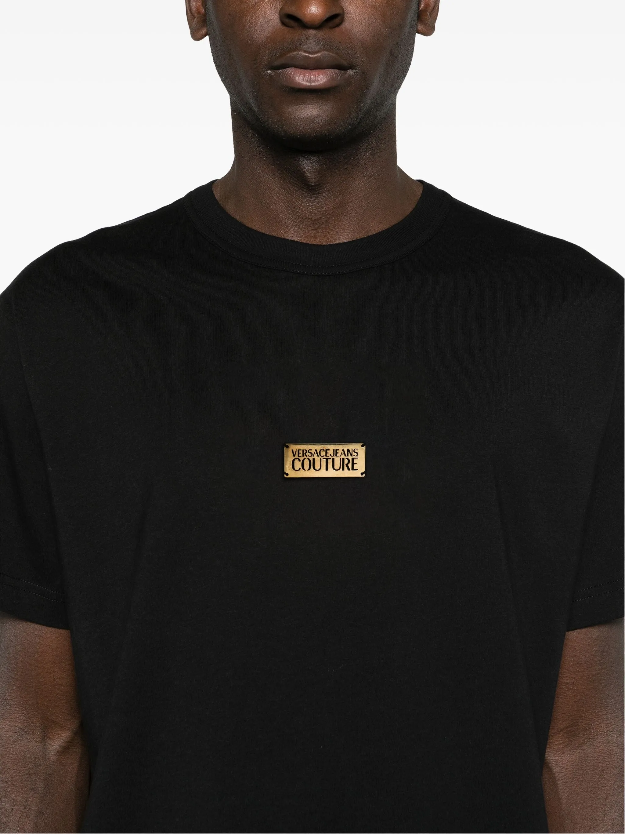 VERSACE JEANS COUTURE LOGO-PLAQUE COTTON T-SHIRT