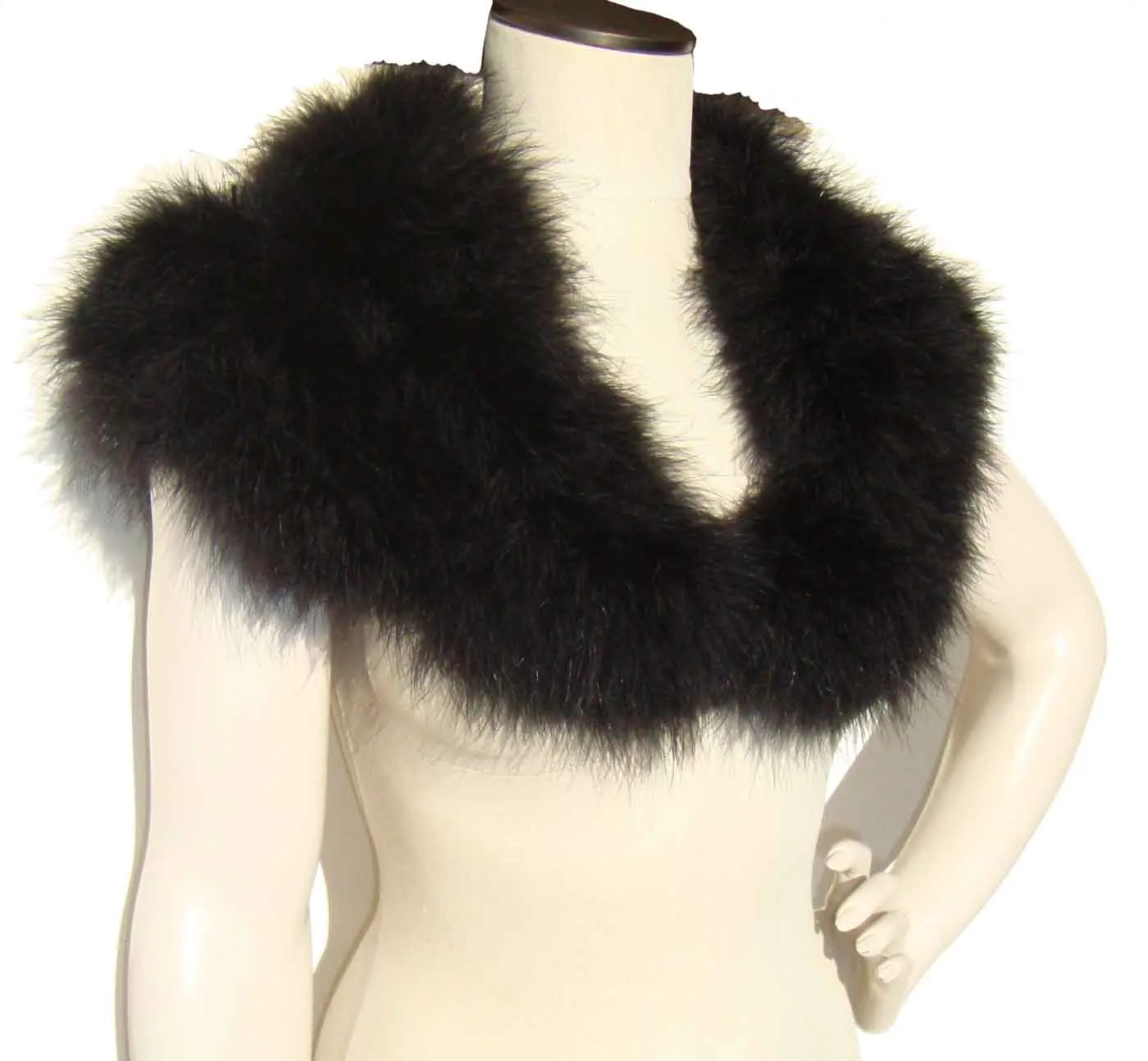 Vintage 60s Black Marabou Feather Shoulder Wrap Stole