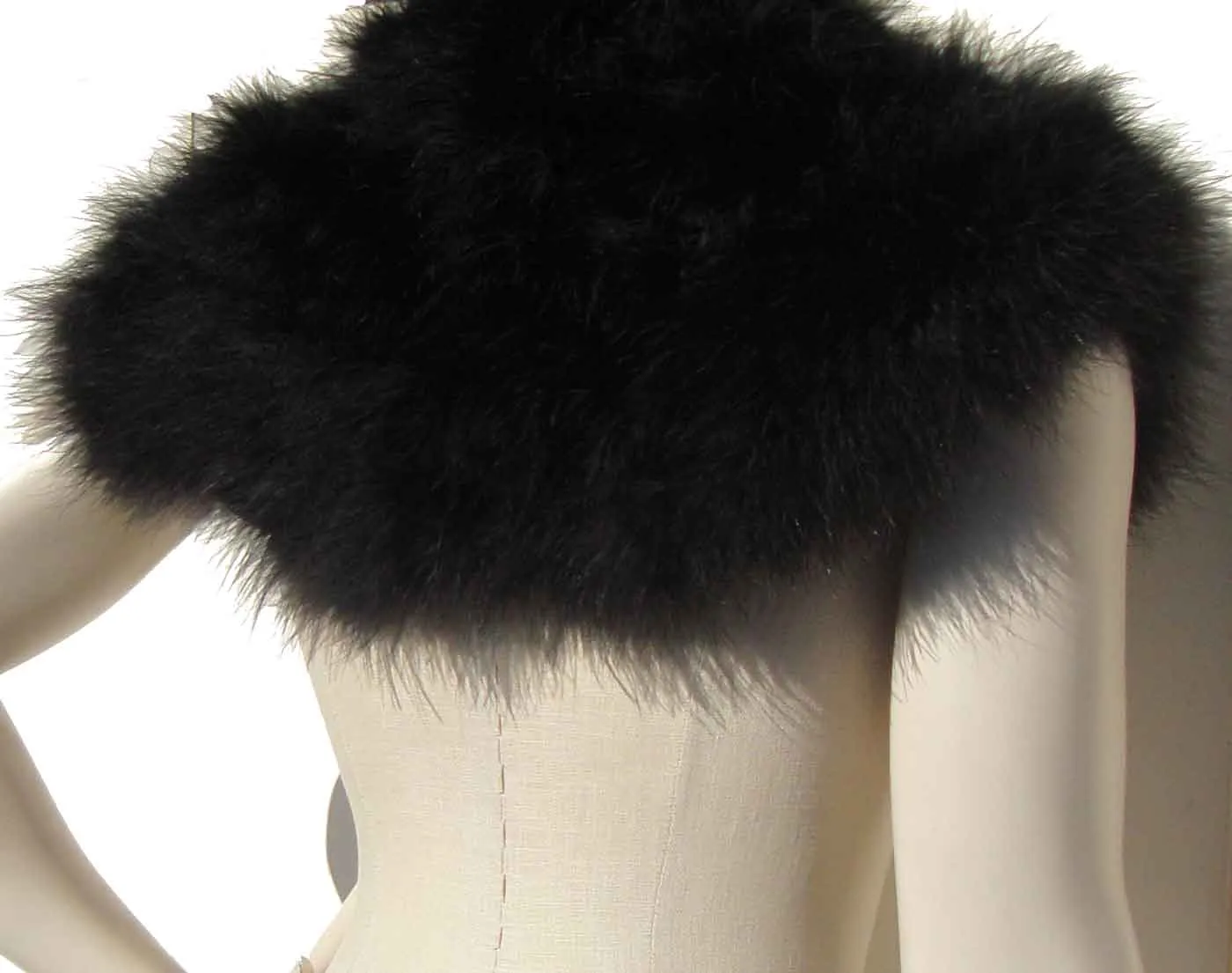 Vintage 60s Black Marabou Feather Shoulder Wrap Stole