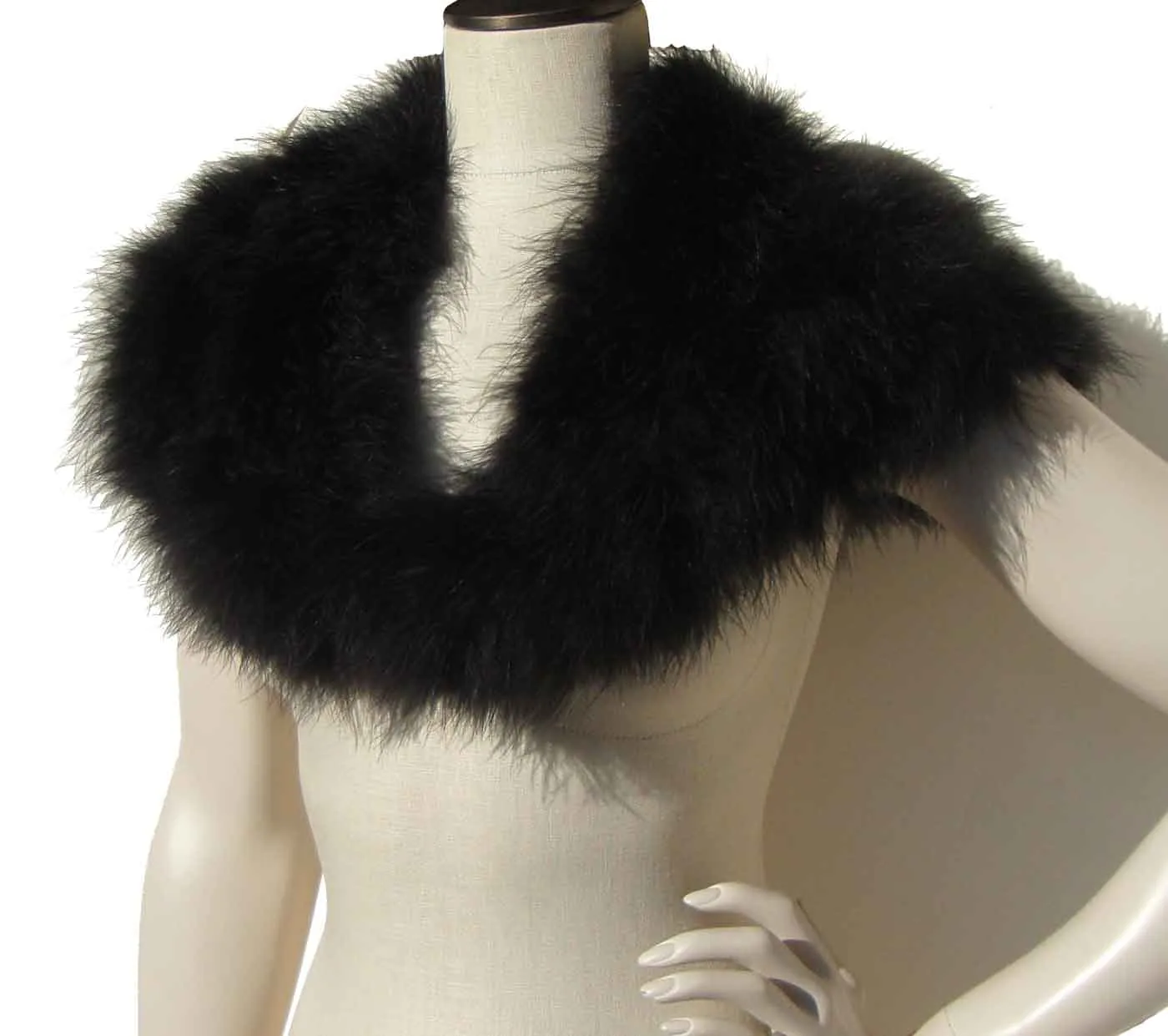 Vintage 60s Black Marabou Feather Shoulder Wrap Stole