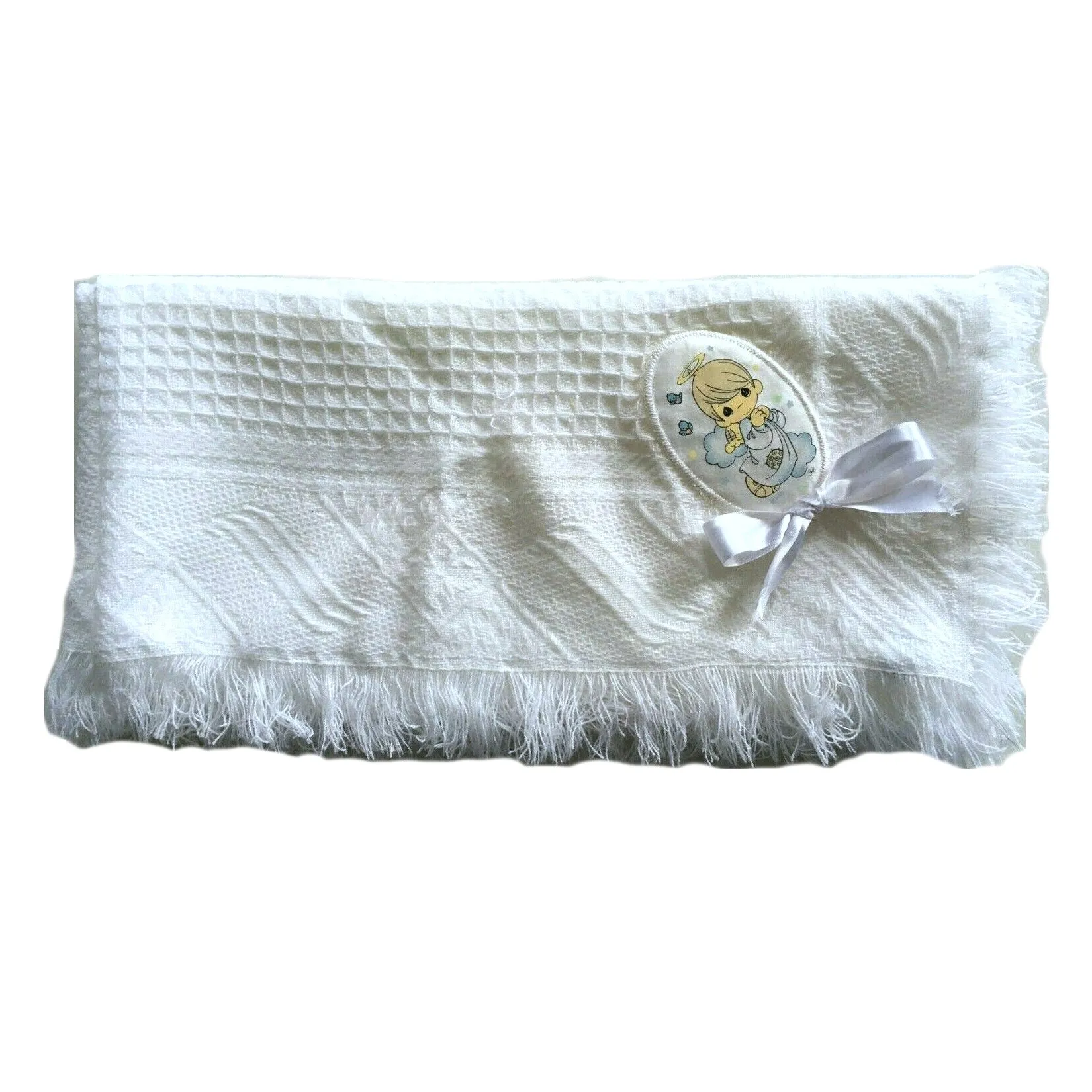 Vintage New Precious Moments Boxes Gift Set White Unisex Baby Blanket with Angel 3-Piece - Shawl, Birth Keepsake Pillow, Baby Bottle - 2002 by Luv n'Care