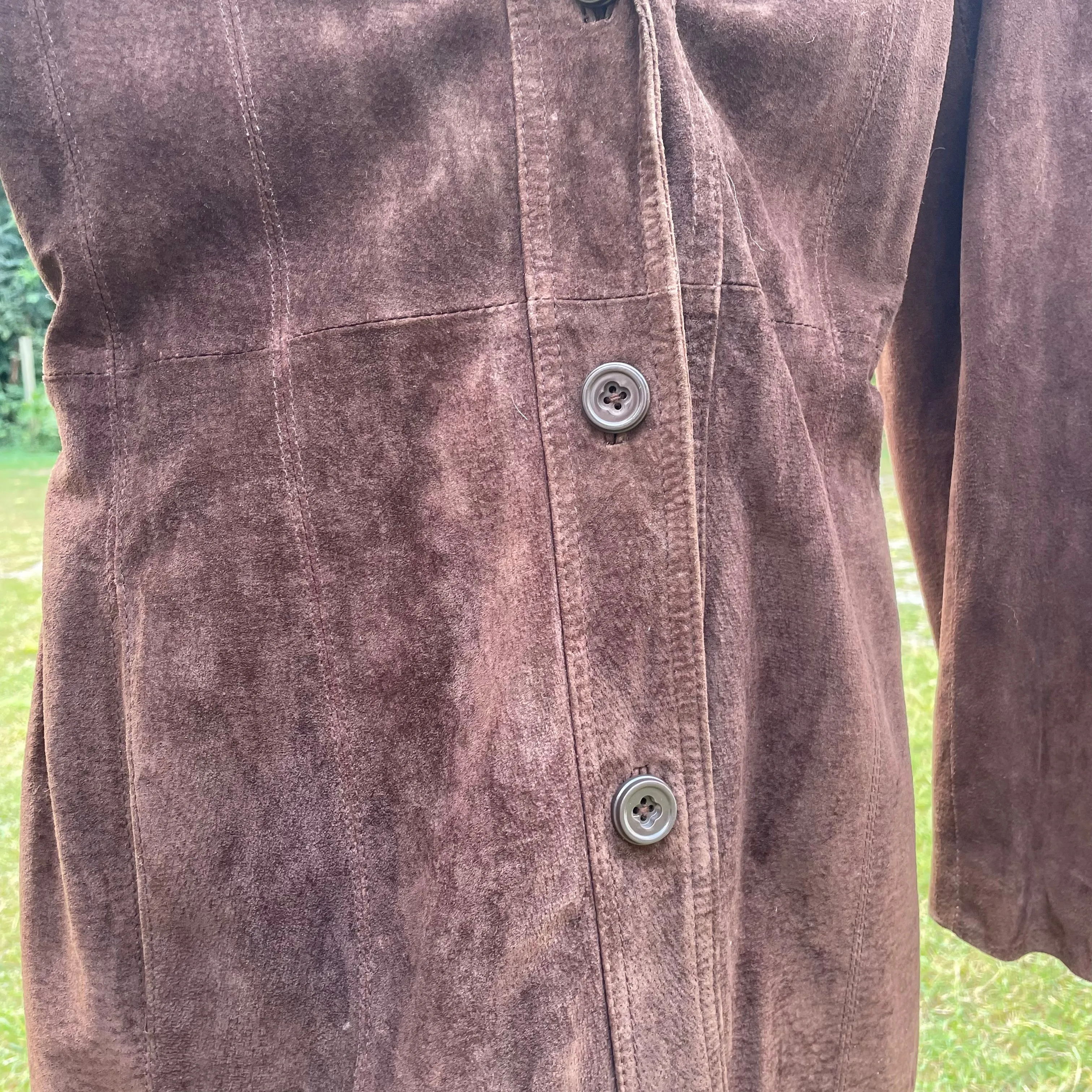 VTG Deerskin Trading Post Dark Brown Suede Coat with Fur Collar