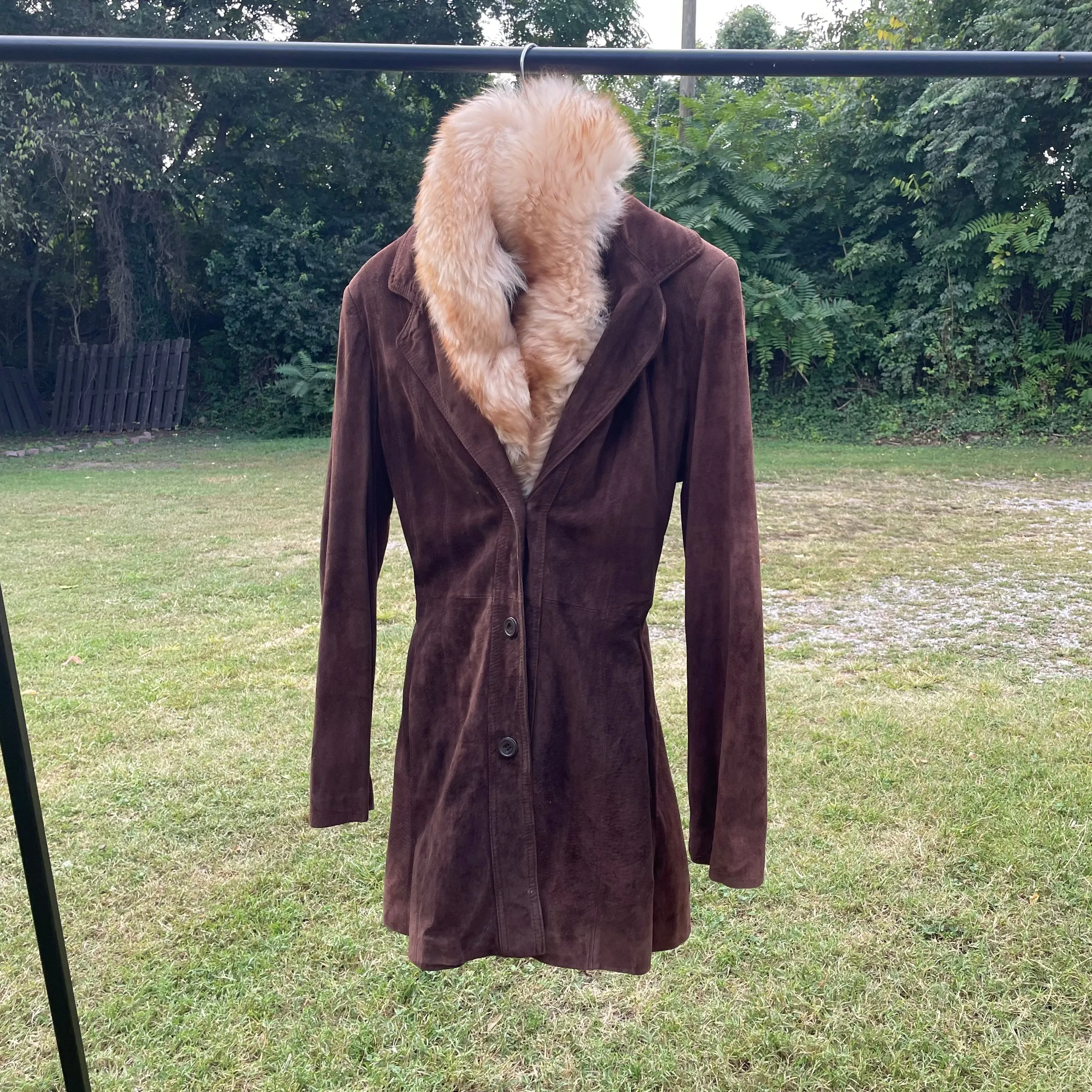 VTG Deerskin Trading Post Dark Brown Suede Coat with Fur Collar