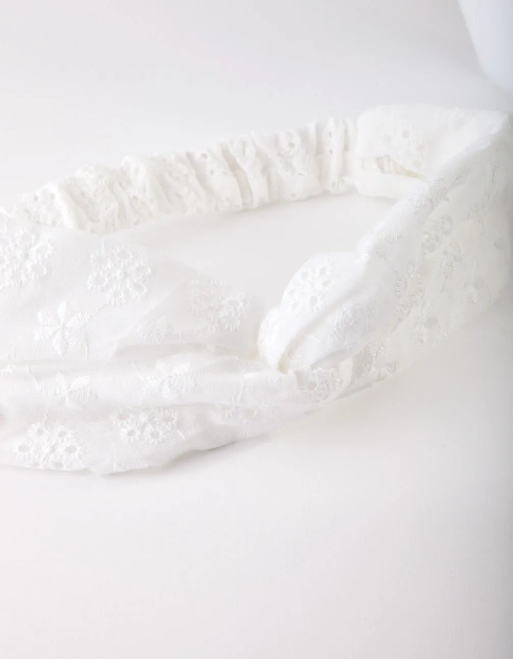 White Broderie Fabric Headband