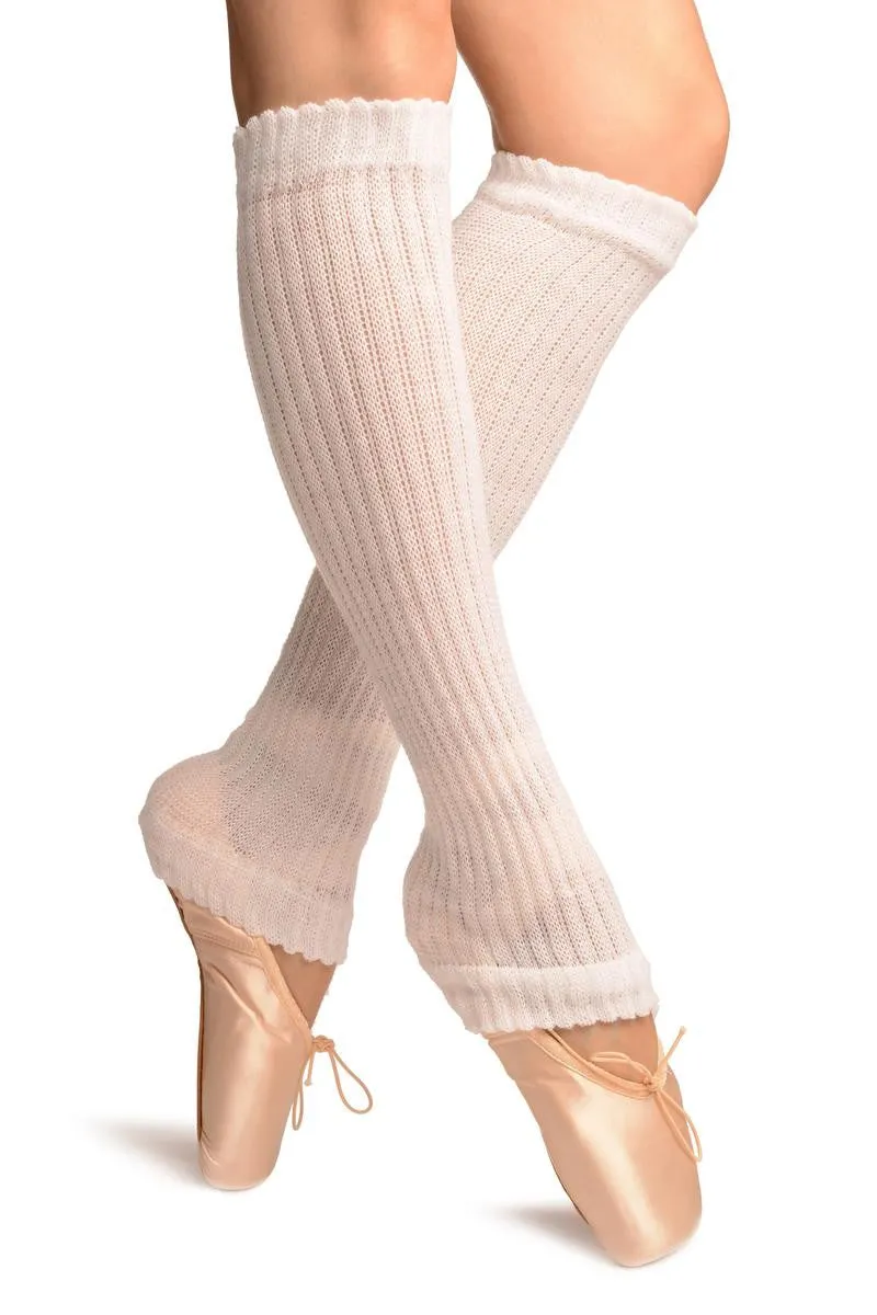 White Double Rib Stitch Dance/Ballet Leg Warmers