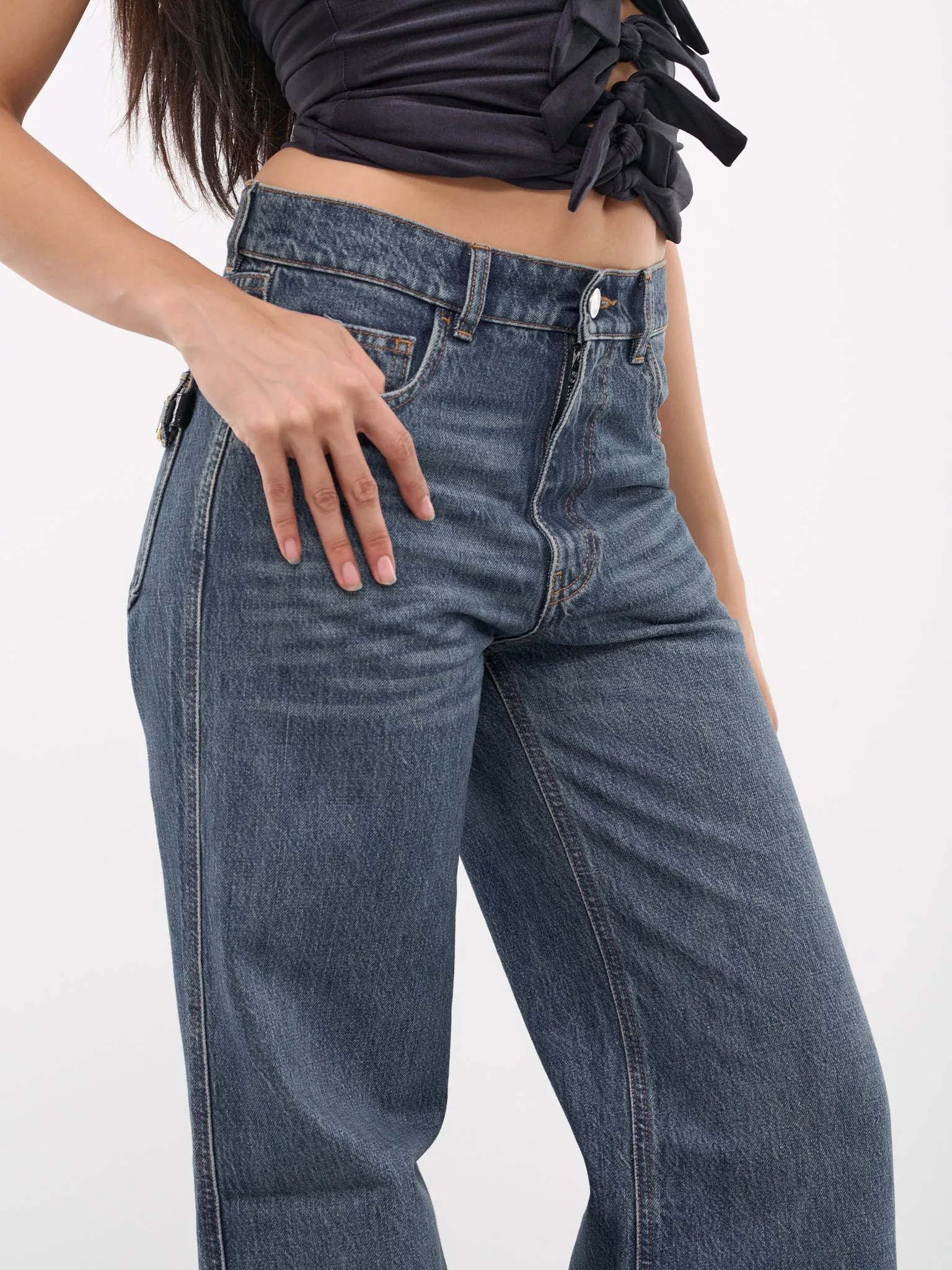 Wide Leg Denim Jeans (COPP95252-BLUE)