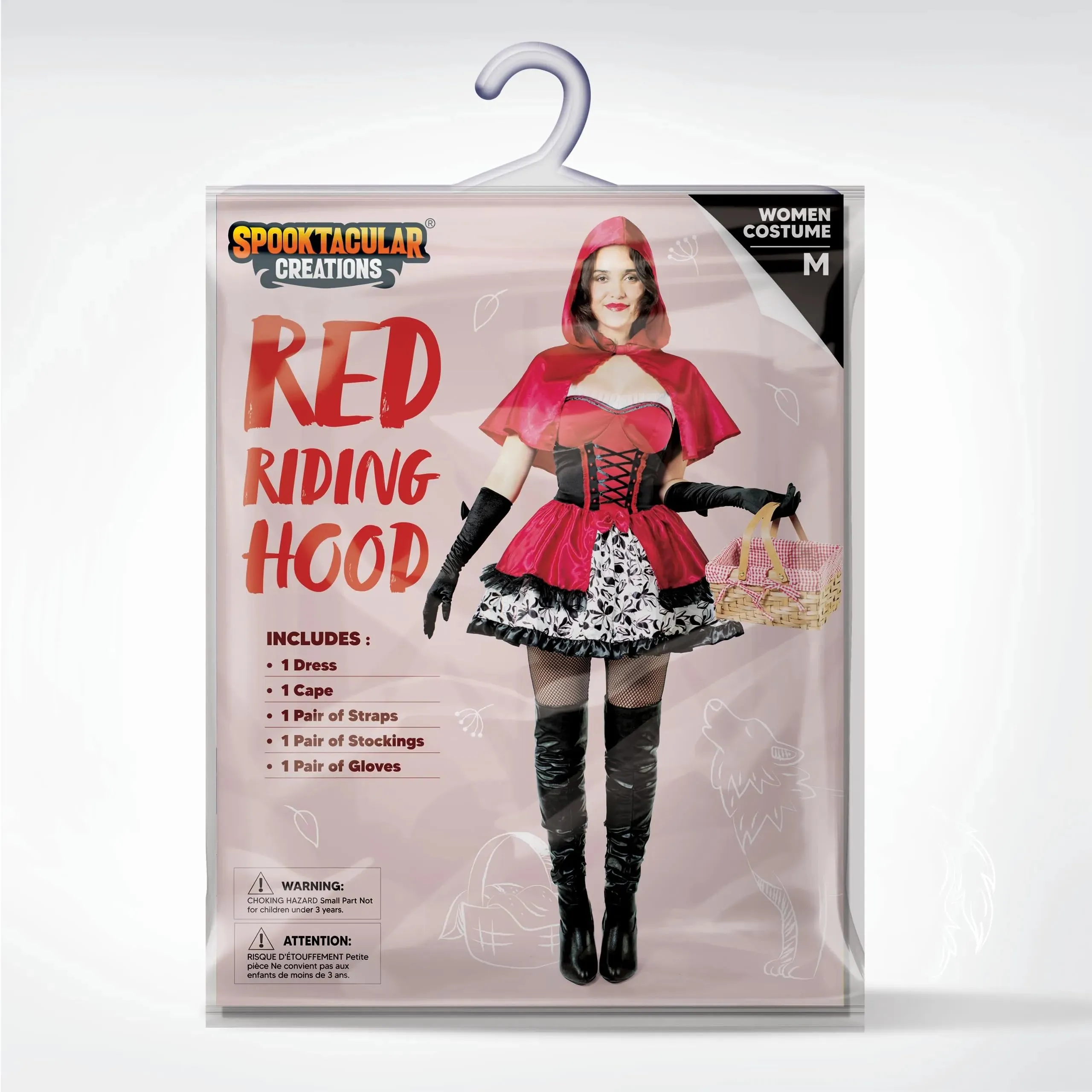 Women Little Red Riding Hood Dress Costume Set