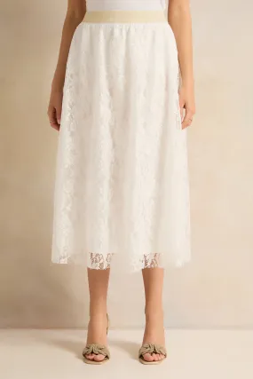 Women White Embellished Skirt