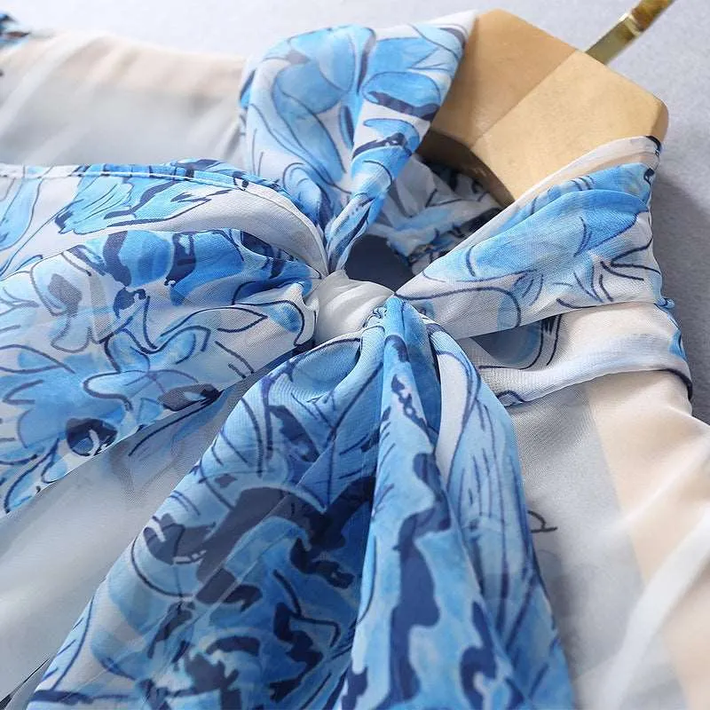 Women's Silk Scarf Collar Chiffon Fashion Dress