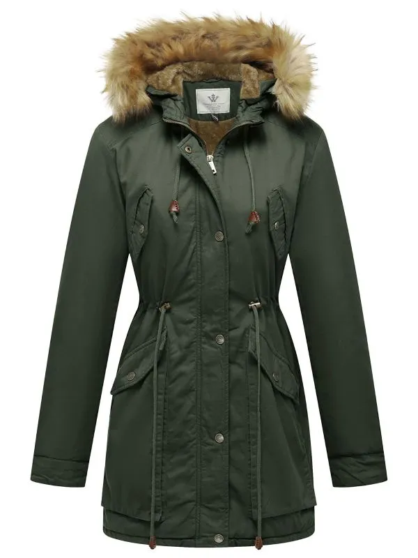 Women's Winter Thicken Fleece Jacket Military Parka Coat