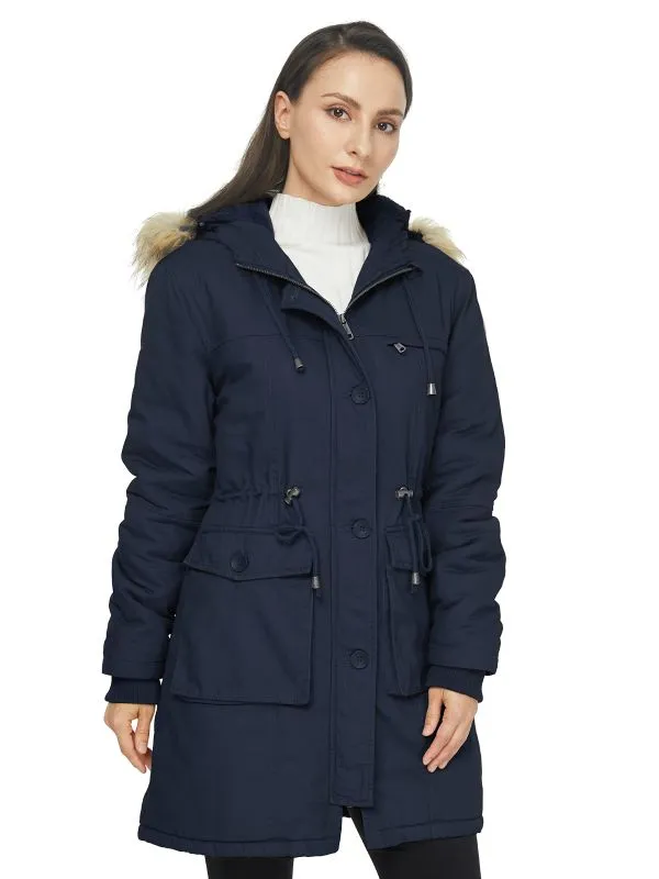 Women's Winter Thicken Fleece Jacket Military Parka Coat