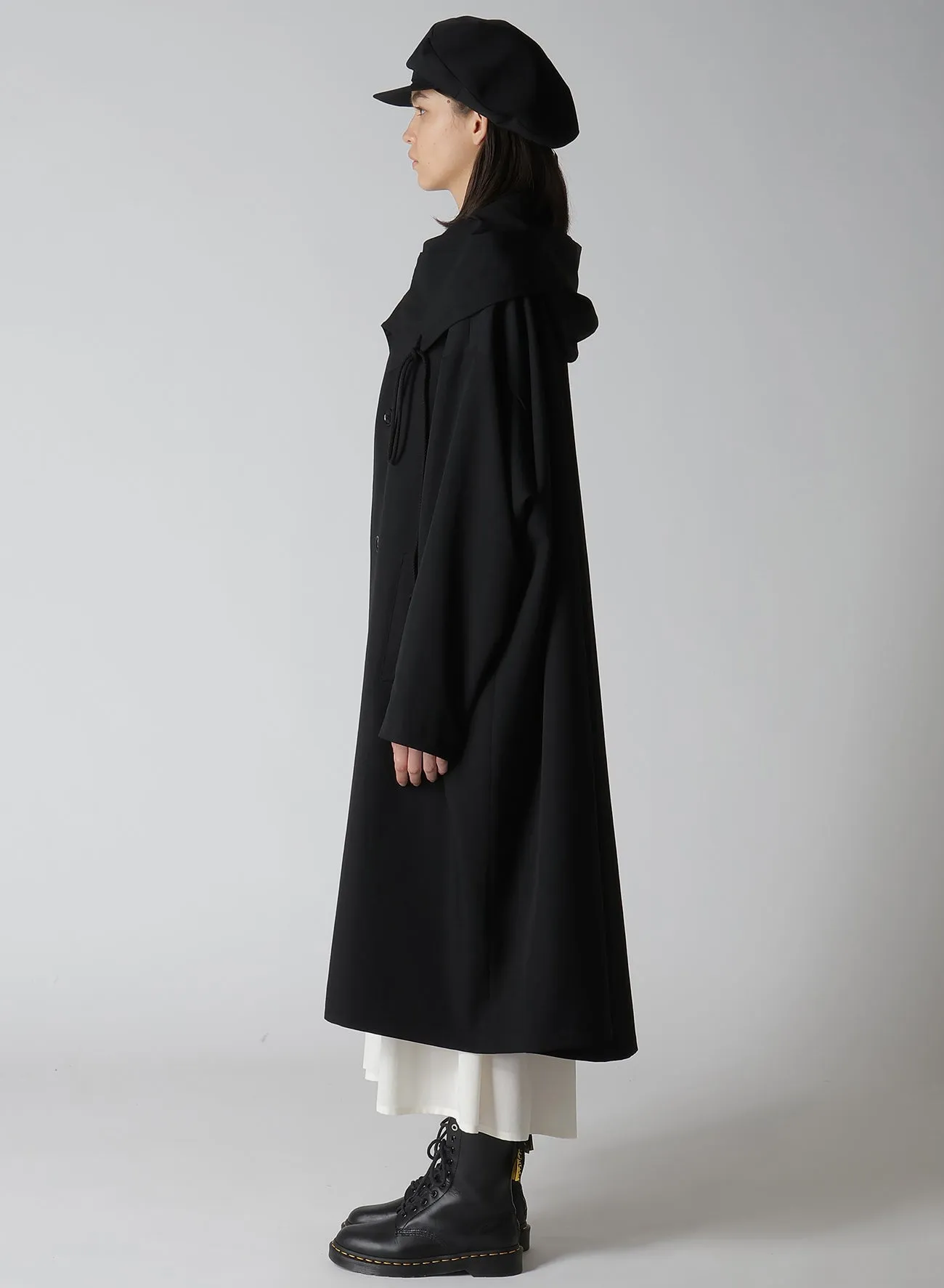 WOOL GABARDINE BIG HOODIE COAT