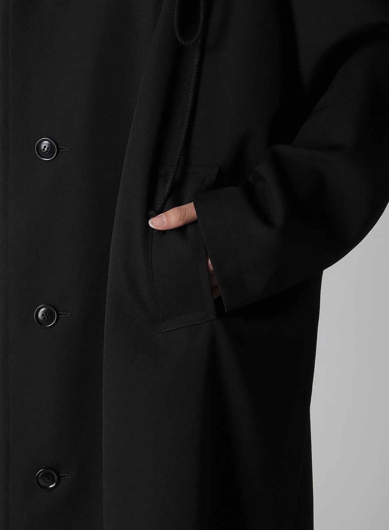 WOOL GABARDINE BIG HOODIE COAT