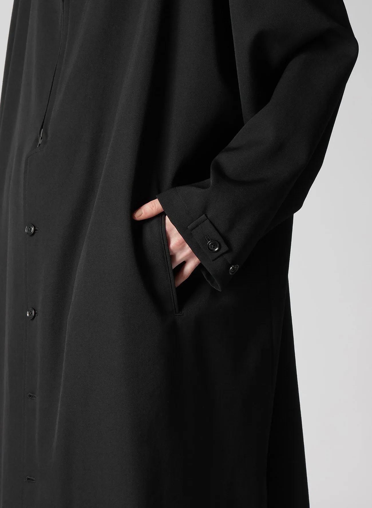 WOOL GABARDINE HOODIE COAT