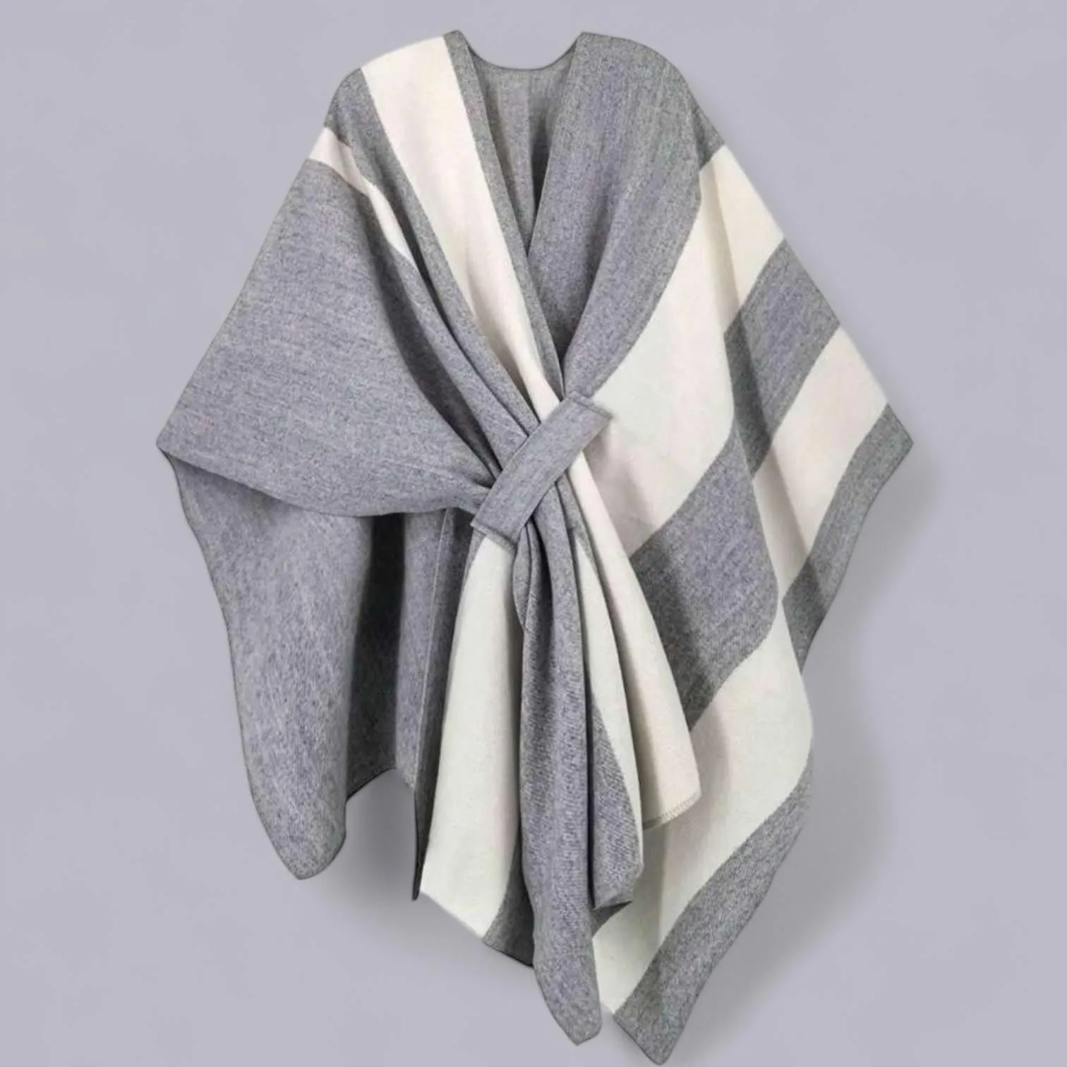 WRAP Warm Thick Classic Stripes Loop Cloak Cape Shawl