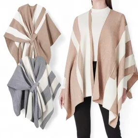 WRAP Warm Thick Classic Stripes Loop Cloak Cape Shawl