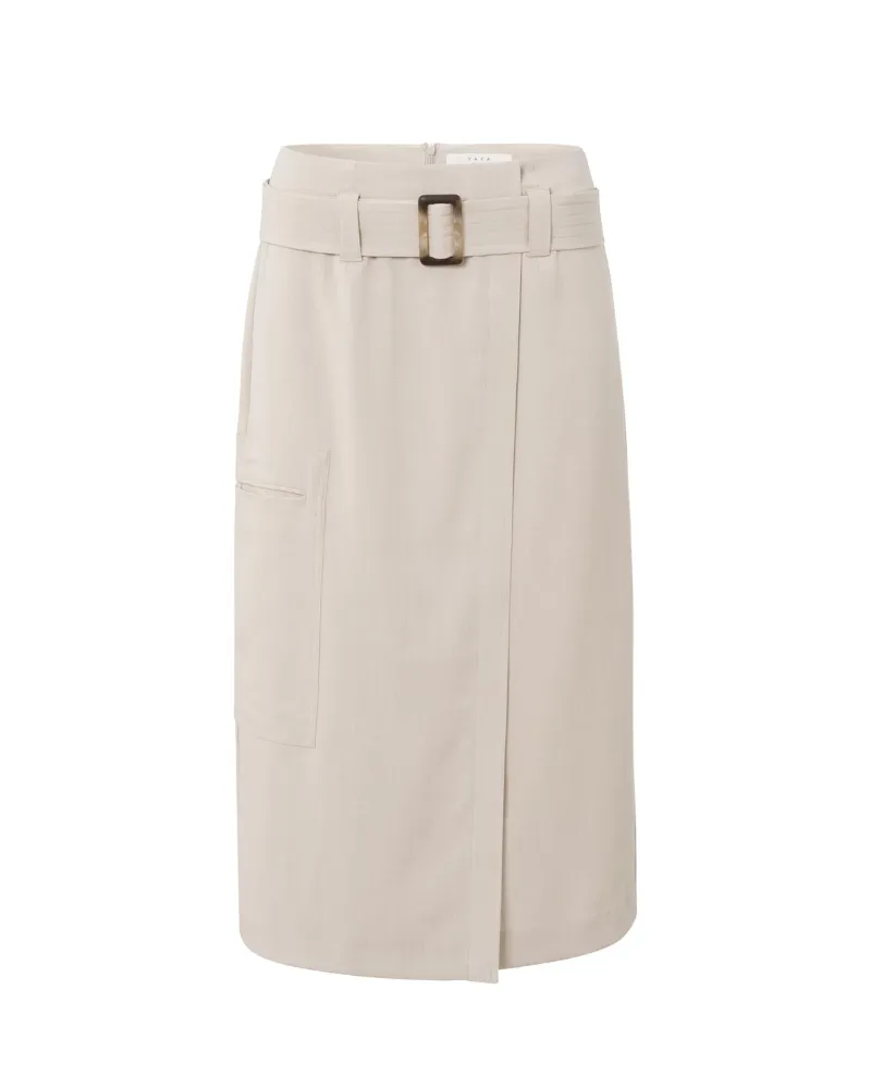 Yaya Light Taupe Midi Skirt