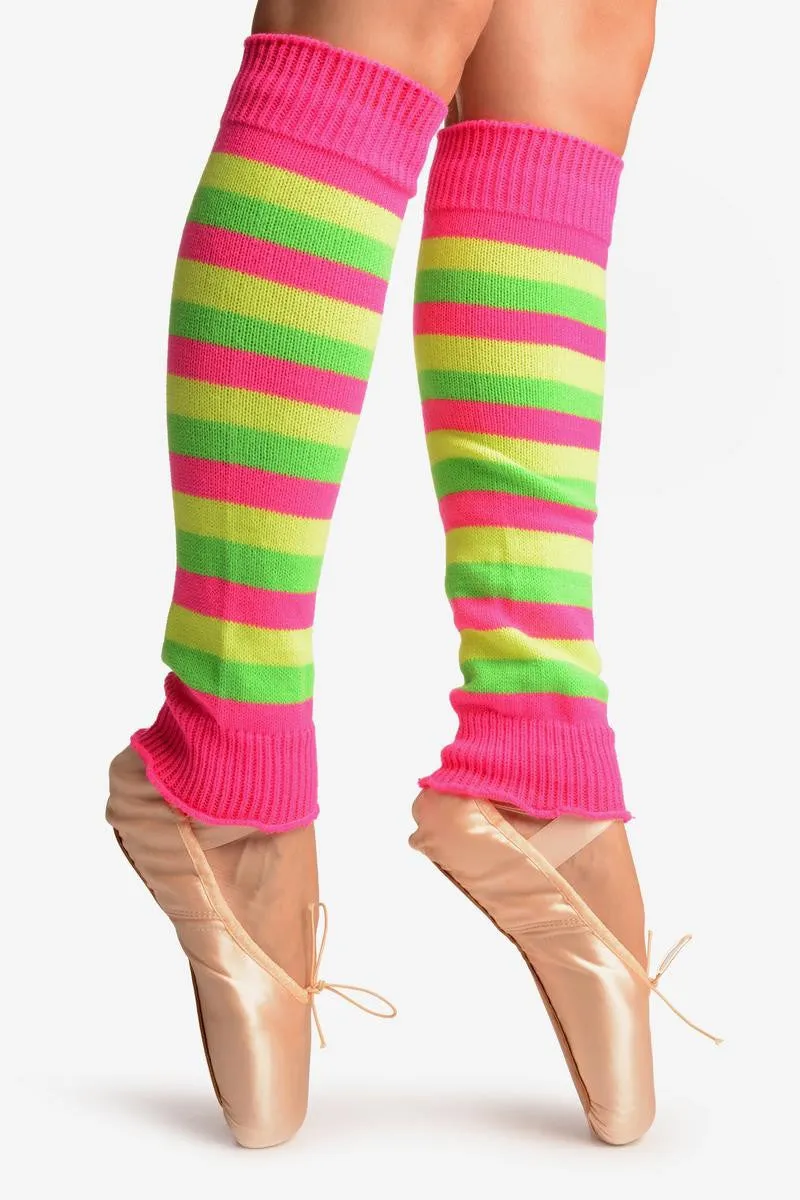 Yellow, Green & Pink Neon Stripes Dance/Ballet Leg Warmers