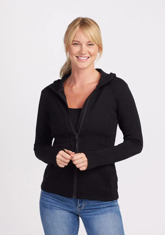 Zoey Zip Up Hoodie - Black